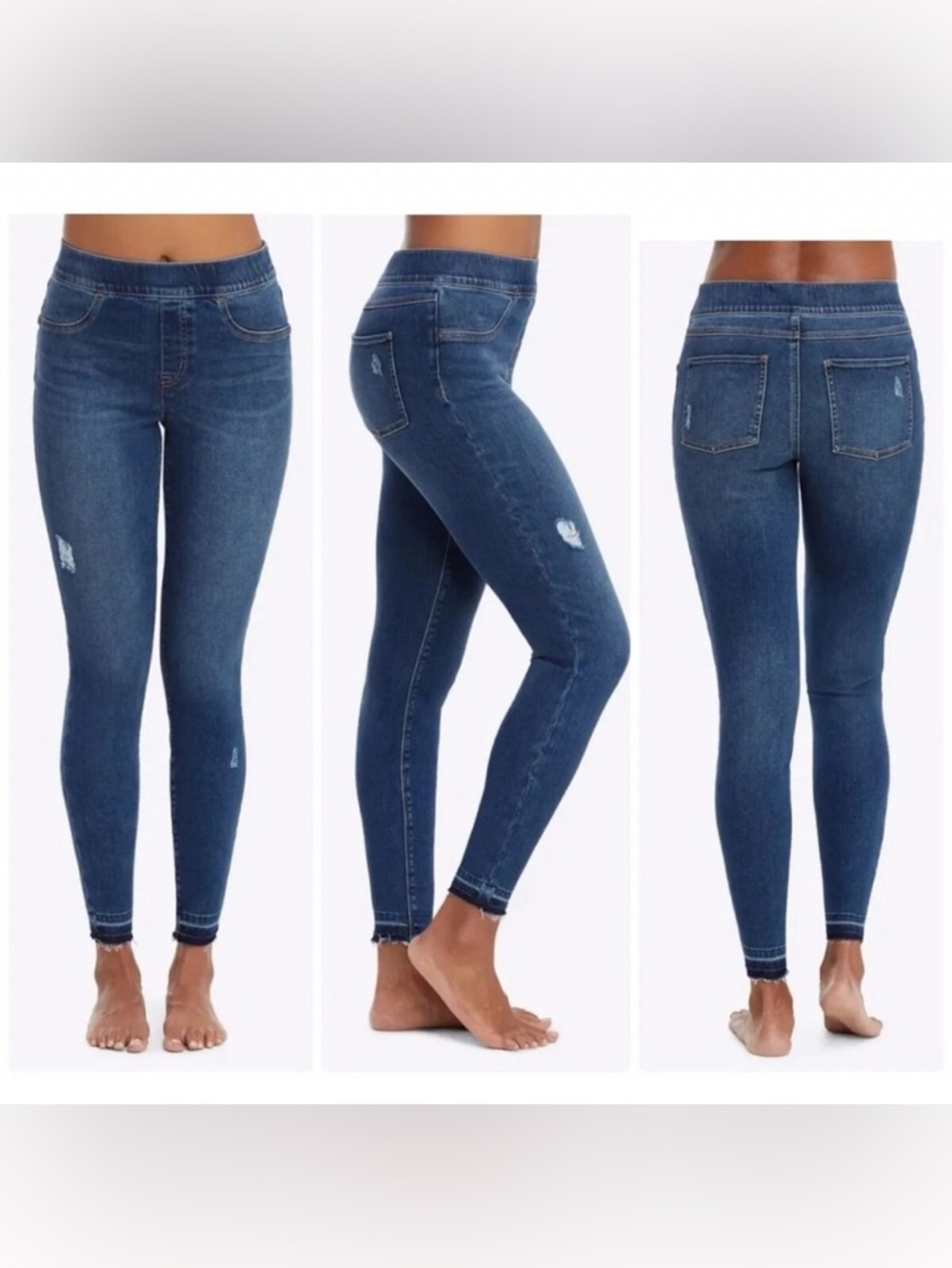 Spanx Distressed Ankle Skinny Jeans in a medium blue wash size S - used once